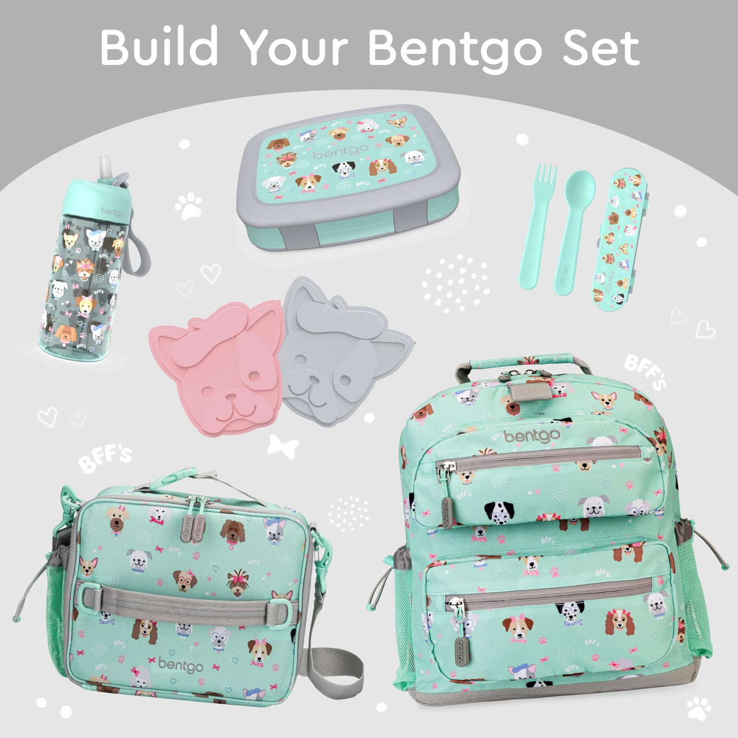 Bentgo Kids Prints Leak-Proof, 5-Compartment Bento-Style Kids Lunch Box - Ideal Portion Sizes for Ages 3-7, Durable, Drop-Proof, Dishwasher Safe, & Made with BPA-Free Materials (Puppy Love)