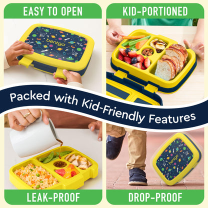 Bentgo Kids Prints Leak-Proof, 5-Compartment Bento-Style Kids Lunch Box - Ideal Portion Sizes for Ages 3-7, Durable, Drop-Proof, Dishwasher Safe, & Made with BPA-Free Materials (Puppy Love)