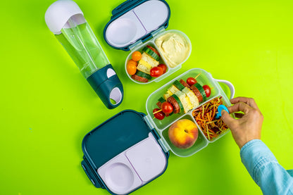 b.box Snack Box for Kids & Toddlers: 2 Compartment Snack Containers, Mini Bento Box, Lunch Box. Leak Proof, BPA free, Dishwasher safe. School Supplies. Ages 4 months+ (Lemon Sherbet, 12oz capacity)