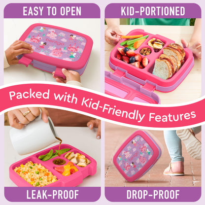 Bentgo Kids Prints Leak-Proof, 5-Compartment Bento-Style Kids Lunch Box - Ideal Portion Sizes for Ages 3-7, Durable, Drop-Proof, Dishwasher Safe, & Made with BPA-Free Materials (Puppy Love)