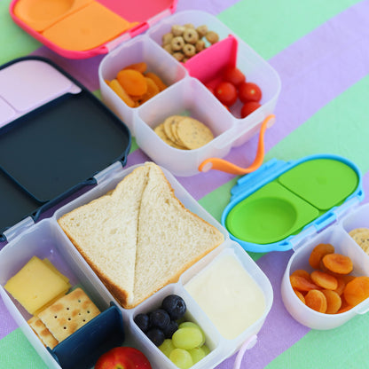 b.box Snack Box for Kids & Toddlers: 2 Compartment Snack Containers, Mini Bento Box, Lunch Box. Leak Proof, BPA free, Dishwasher safe. School Supplies. Ages 4 months+ (Lemon Sherbet, 12oz capacity)