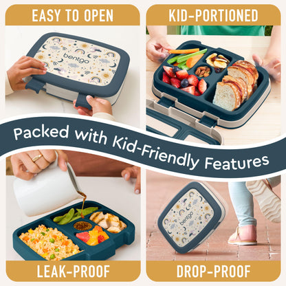 Bentgo Kids Prints Leak-Proof, 5-Compartment Bento-Style Kids Lunch Box - Ideal Portion Sizes for Ages 3-7, Durable, Drop-Proof, Dishwasher Safe, & Made with BPA-Free Materials (Puppy Love)