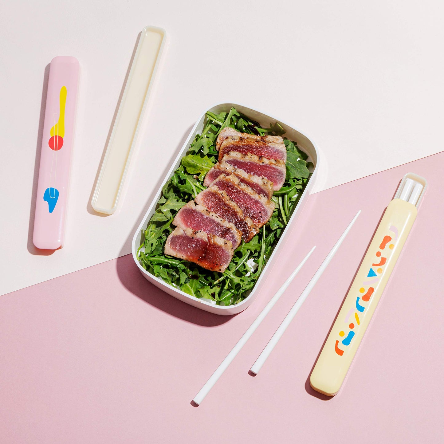 TAKENAKA POKETO x Limited Model, Pool color, Perfect for Lunch Bento Time, Made in Japan ((POKETO Chopsticks and case (Ivory))