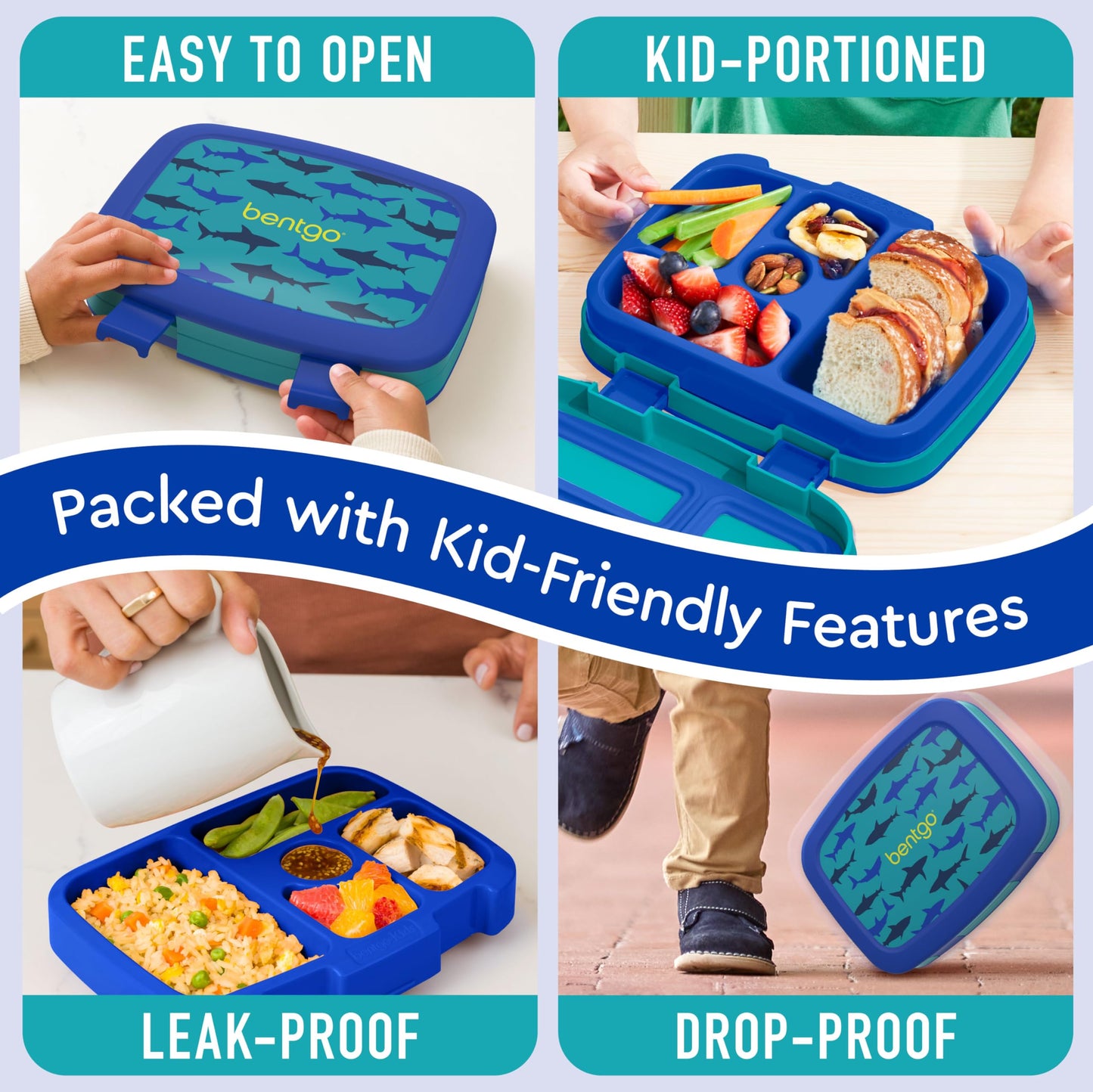 Bentgo Kids Prints Leak-Proof, 5-Compartment Bento-Style Kids Lunch Box - Ideal Portion Sizes for Ages 3-7, Durable, Drop-Proof, Dishwasher Safe, & Made with BPA-Free Materials (Puppy Love)