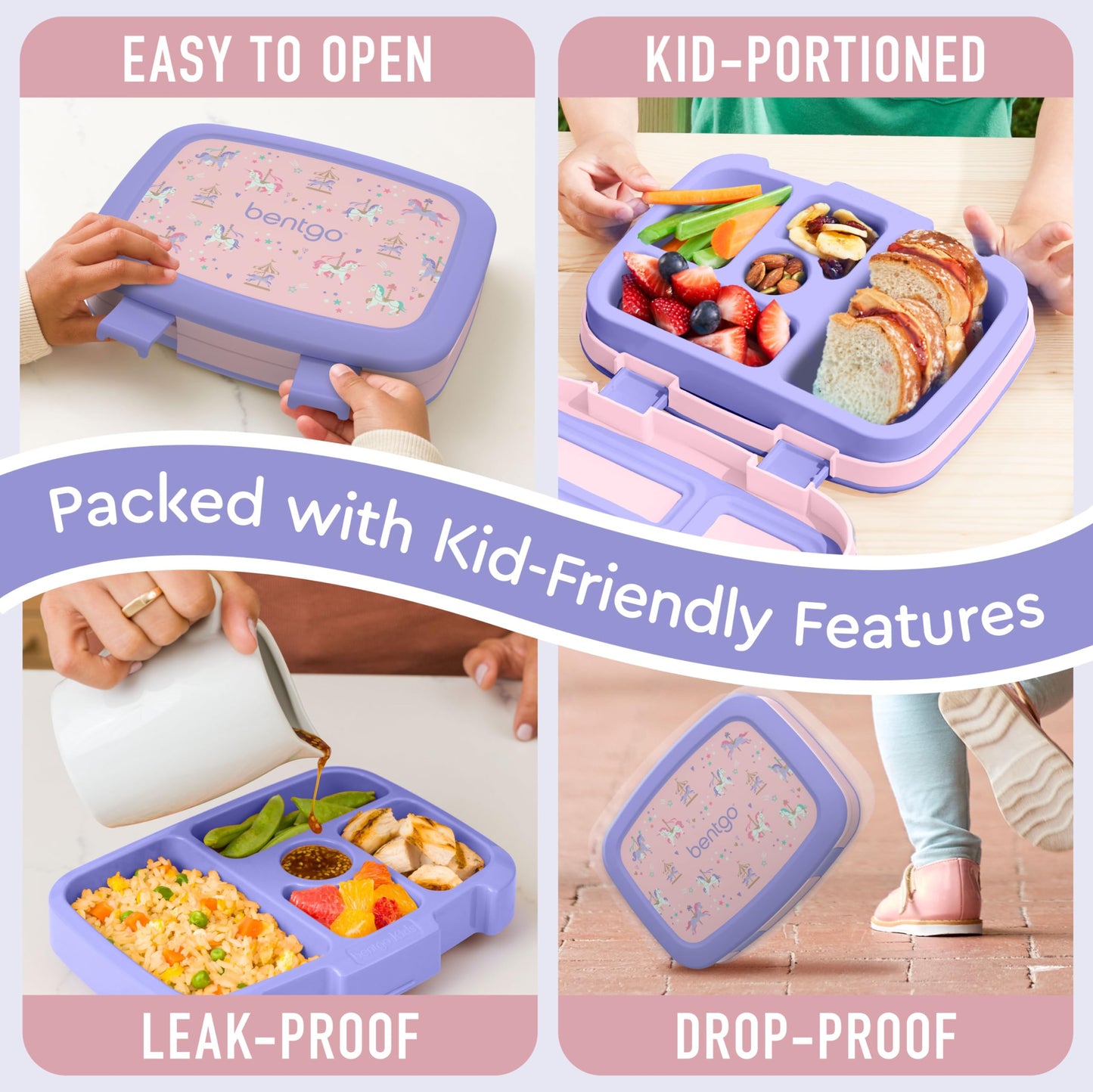 Bentgo Kids Prints Leak-Proof, 5-Compartment Bento-Style Kids Lunch Box - Ideal Portion Sizes for Ages 3-7, Durable, Drop-Proof, Dishwasher Safe, & Made with BPA-Free Materials (Puppy Love)