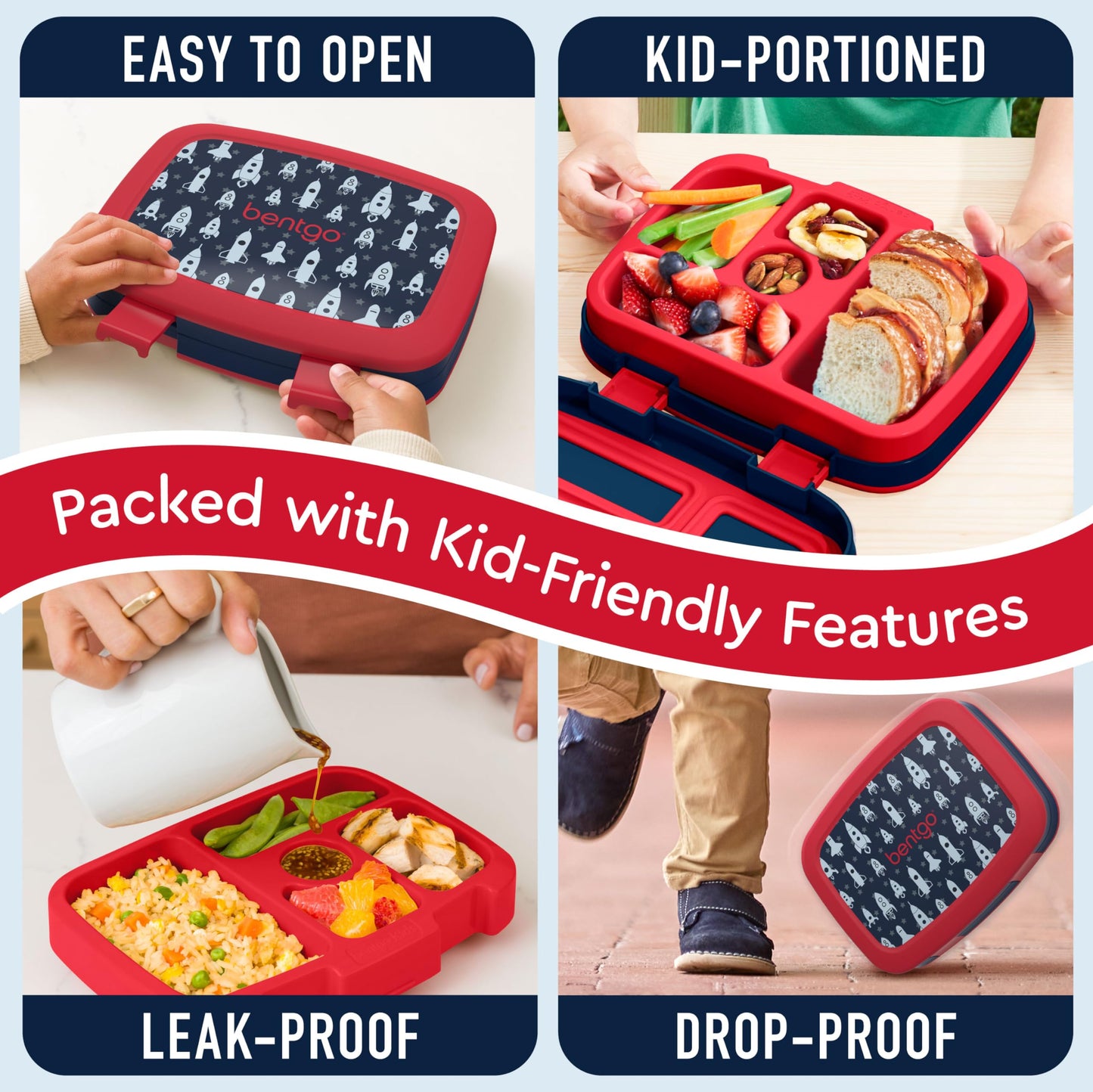 Bentgo Kids Prints Leak-Proof, 5-Compartment Bento-Style Kids Lunch Box - Ideal Portion Sizes for Ages 3-7, Durable, Drop-Proof, Dishwasher Safe, & Made with BPA-Free Materials (Puppy Love)