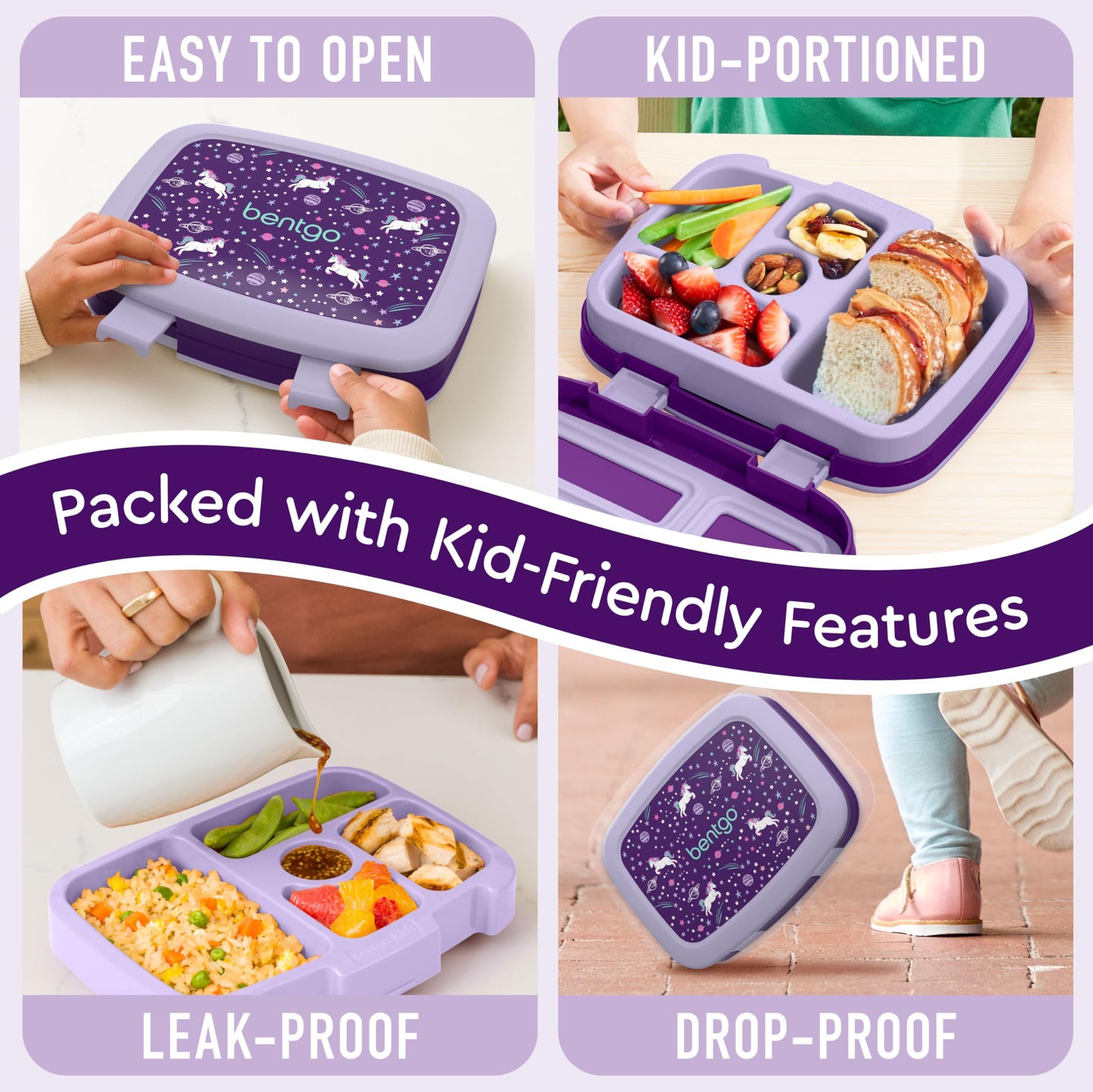 Bentgo Kids Prints Leak-Proof, 5-Compartment Bento-Style Kids Lunch Box - Ideal Portion Sizes for Ages 3-7, Durable, Drop-Proof, Dishwasher Safe, & Made with BPA-Free Materials (Puppy Love)