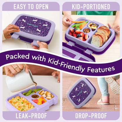 Bentgo Kids Prints Leak-Proof, 5-Compartment Bento-Style Kids Lunch Box - Ideal Portion Sizes for Ages 3-7, Durable, Drop-Proof, Dishwasher Safe, & Made with BPA-Free Materials (Puppy Love)