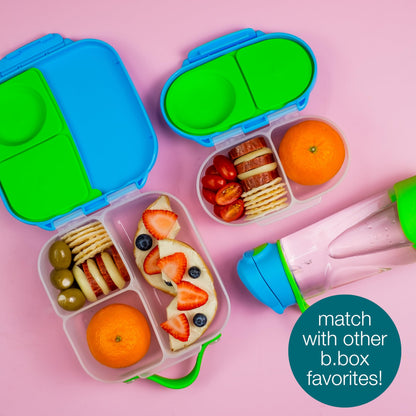 b.box Snack Box for Kids & Toddlers: 2 Compartment Snack Containers, Mini Bento Box, Lunch Box. Leak Proof, BPA free, Dishwasher safe. School Supplies. Ages 4 months+ (Lemon Sherbet, 12oz capacity)