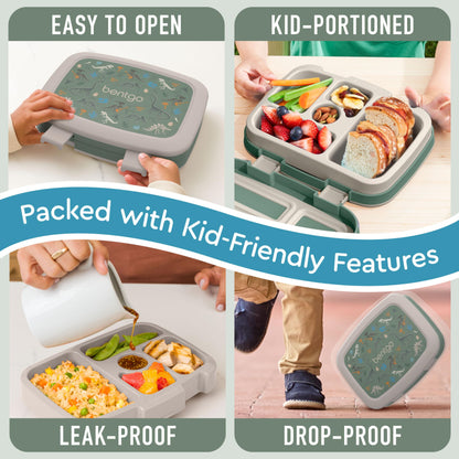 Bentgo Kids Prints Leak-Proof, 5-Compartment Bento-Style Kids Lunch Box - Ideal Portion Sizes for Ages 3-7, Durable, Drop-Proof, Dishwasher Safe, & Made with BPA-Free Materials (Puppy Love)