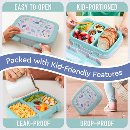 Bentgo Kids Prints Leak-Proof, 5-Compartment Bento-Style Kids Lunch Box - Ideal Portion Sizes for Ages 3-7, Durable, Drop-Proof, Dishwasher Safe, & Made with BPA-Free Materials (Puppy Love)