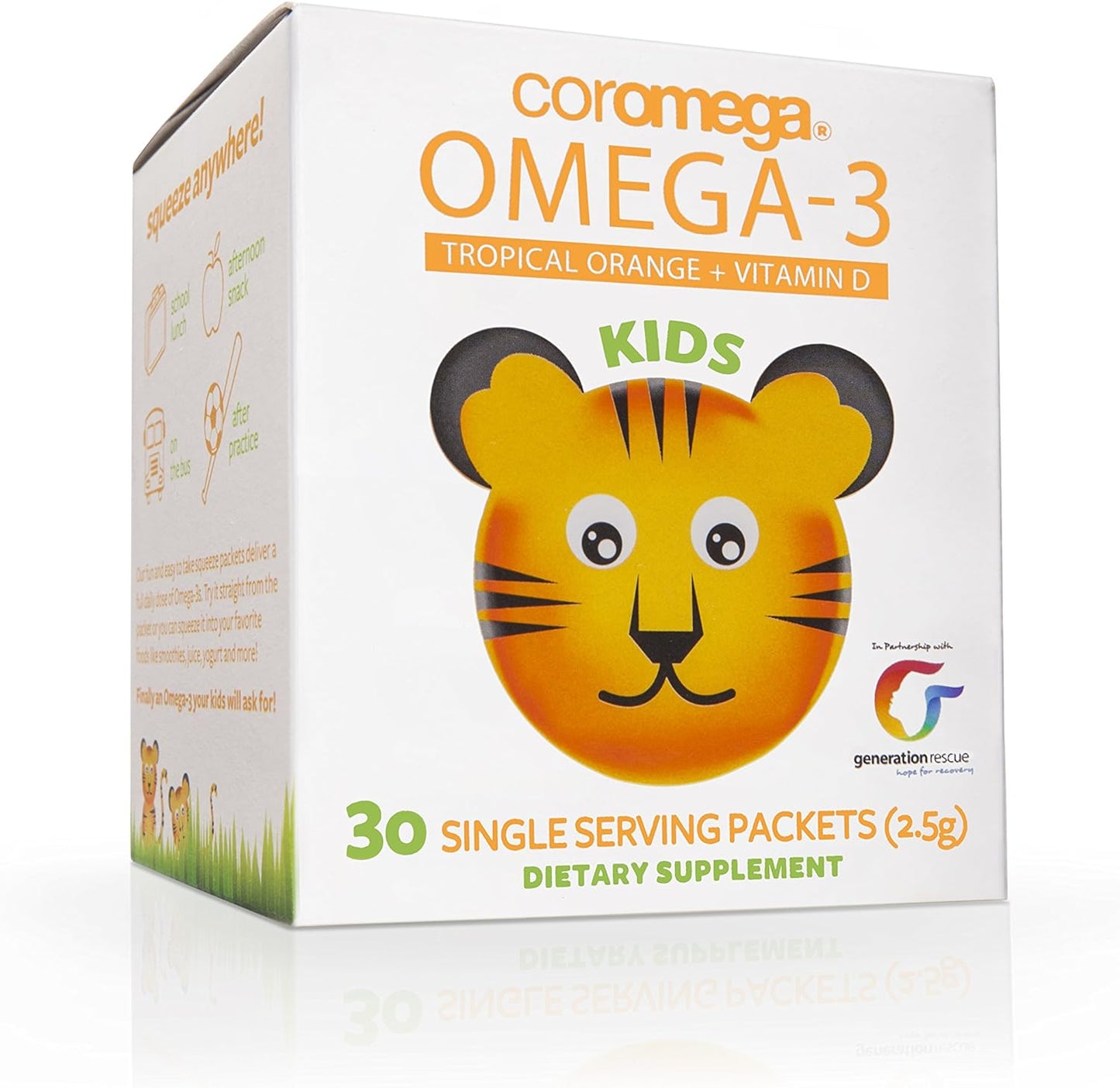 650 毫克儿童 Omega-3 鱼油挤压片 - 热带风味（30 袋装） 