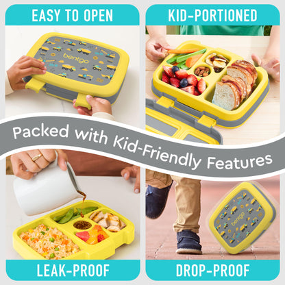 Bentgo Kids Prints Leak-Proof, 5-Compartment Bento-Style Kids Lunch Box - Ideal Portion Sizes for Ages 3-7, Durable, Drop-Proof, Dishwasher Safe, & Made with BPA-Free Materials (Puppy Love)