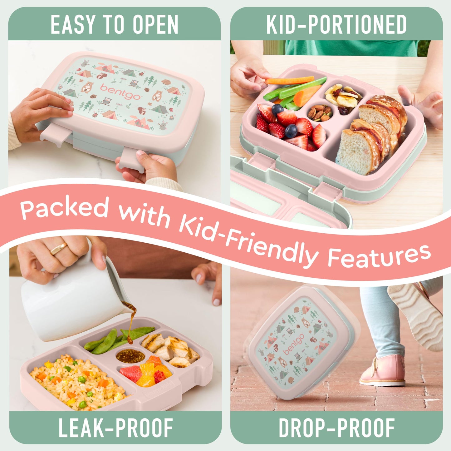 Bentgo Kids Prints Leak-Proof, 5-Compartment Bento-Style Kids Lunch Box - Ideal Portion Sizes for Ages 3-7, Durable, Drop-Proof, Dishwasher Safe, & Made with BPA-Free Materials (Puppy Love)