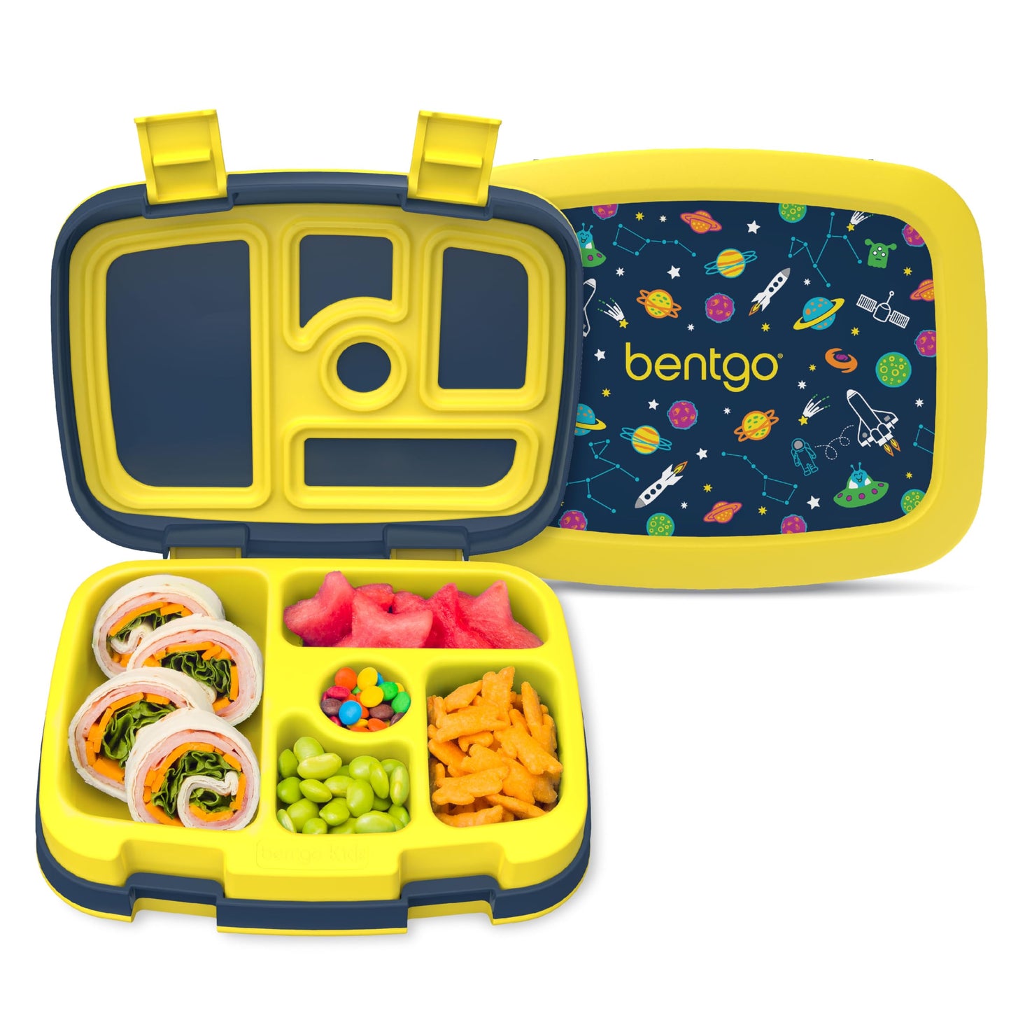 Bentgo Kids Prints Leak-Proof, 5-Compartment Bento-Style Kids Lunch Box - Ideal Portion Sizes for Ages 3-7, Durable, Drop-Proof, Dishwasher Safe, & Made with BPA-Free Materials (Puppy Love)