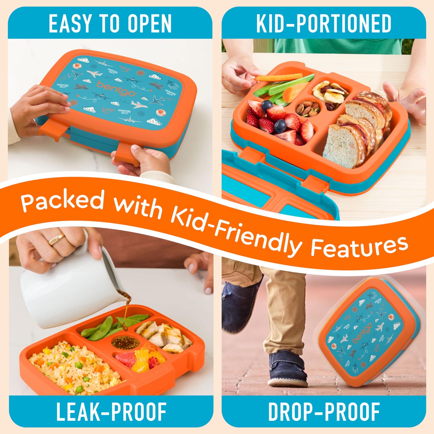 Bentgo Kids Prints Leak-Proof, 5-Compartment Bento-Style Kids Lunch Box - Ideal Portion Sizes for Ages 3-7, Durable, Drop-Proof, Dishwasher Safe, & Made with BPA-Free Materials (Puppy Love)