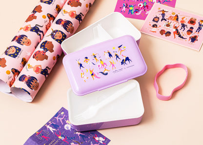 TAKENAKA BENTO BOX x Carolyn Suzuki Limited Edition, Bento Bite Dual comes with Fork and Removable Divider, Made in Japan (FOODIE FEMMES)