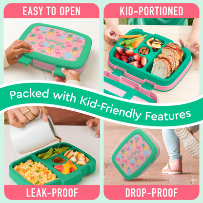 Bentgo Kids Prints Leak-Proof, 5-Compartment Bento-Style Kids Lunch Box - Ideal Portion Sizes for Ages 3-7, Durable, Drop-Proof, Dishwasher Safe, & Made with BPA-Free Materials (Puppy Love)