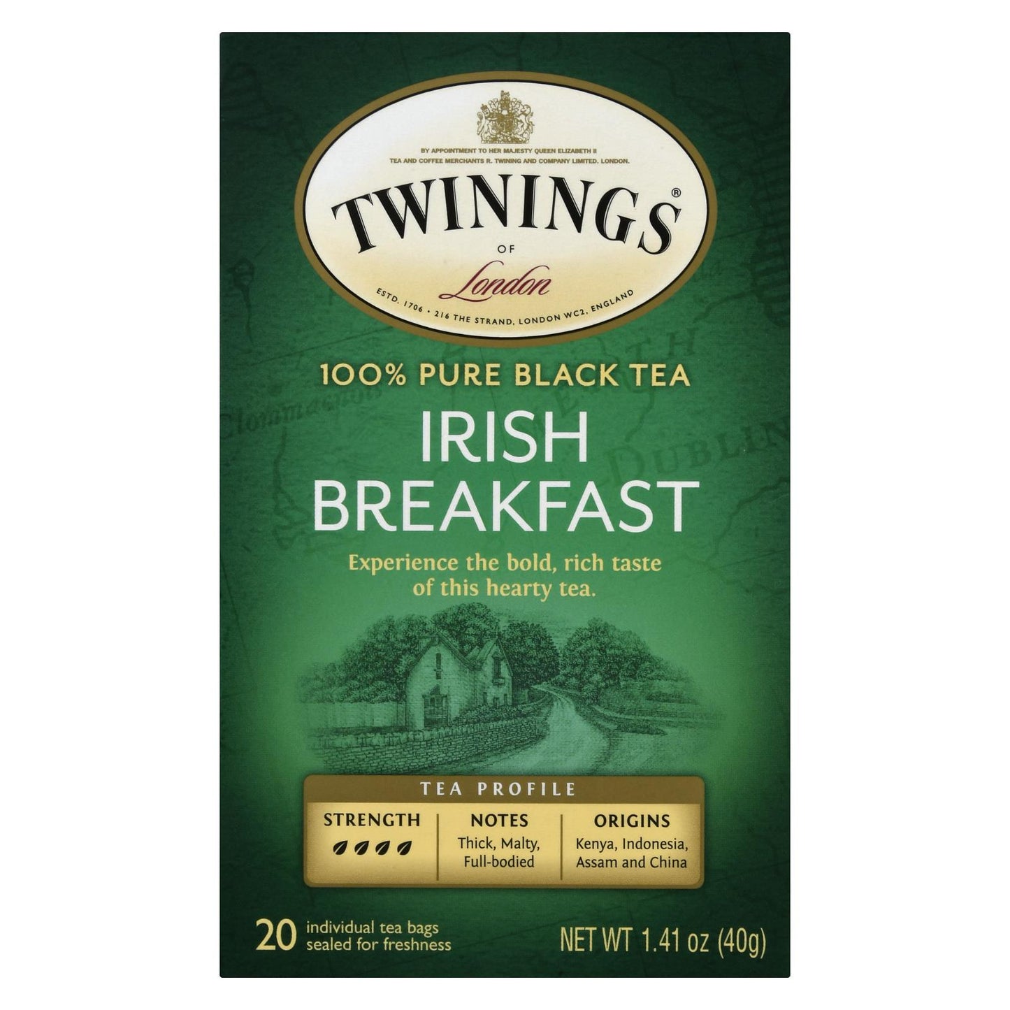 Té de desayuno Twinings Tea - Irlandés - Caja de 6 - 20 bolsas