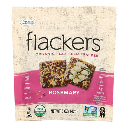 Doctor In The Kitchen - Organic Flax Seed Crackers - Rosemary - Case Of 6 - 5 Oz.