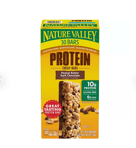 Nature Valley Peanut Butter Dark Chocolate Protein Chewy Bars, 30 ct.