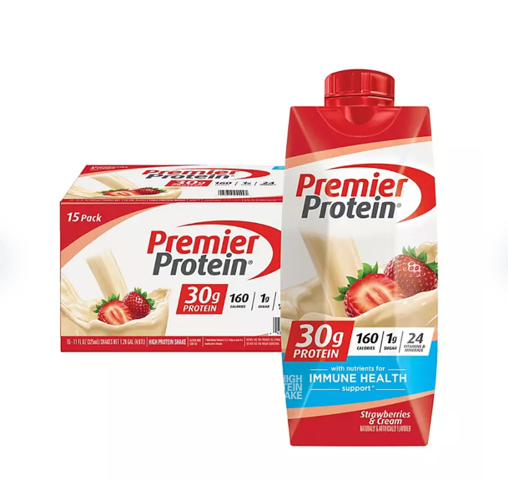 Premier Protein 30g High Protein Shake, Strawberries & Cream 11 fl. oz., 15 pk.