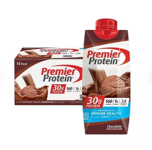 Premier Protein 30g High Protein Shake, Chocolate 11 fl. oz., 15 pk.