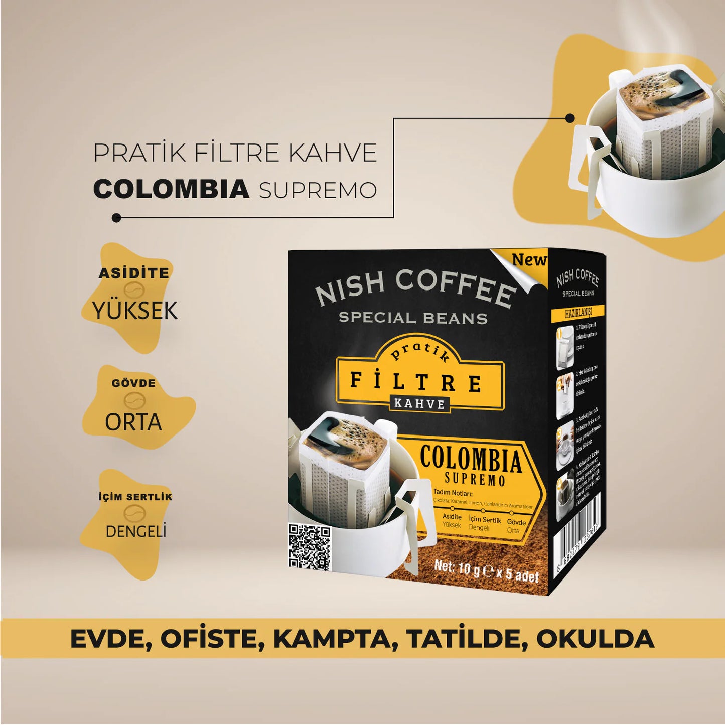 Nish Practical Filter Coffee Colombia 9Gr X 5