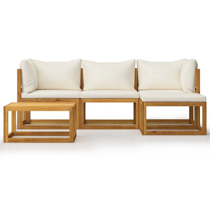 5 Piece Patio Lounge Set with Cushions Solid Acacia Wood