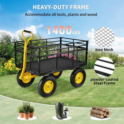 VEVOR Steel Garden Cart, Heavy Duty 1400 lbs Capacity