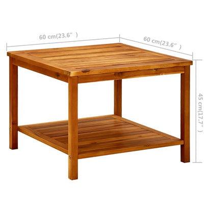 Mesa de centro 23.6"x23.6"x17.7" Madera maciza de acacia