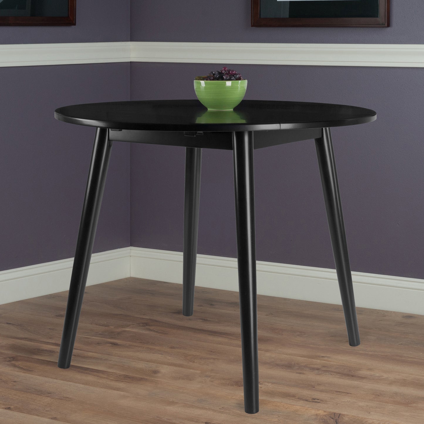 Moreno Round Drop Leaf Dining Table; Black