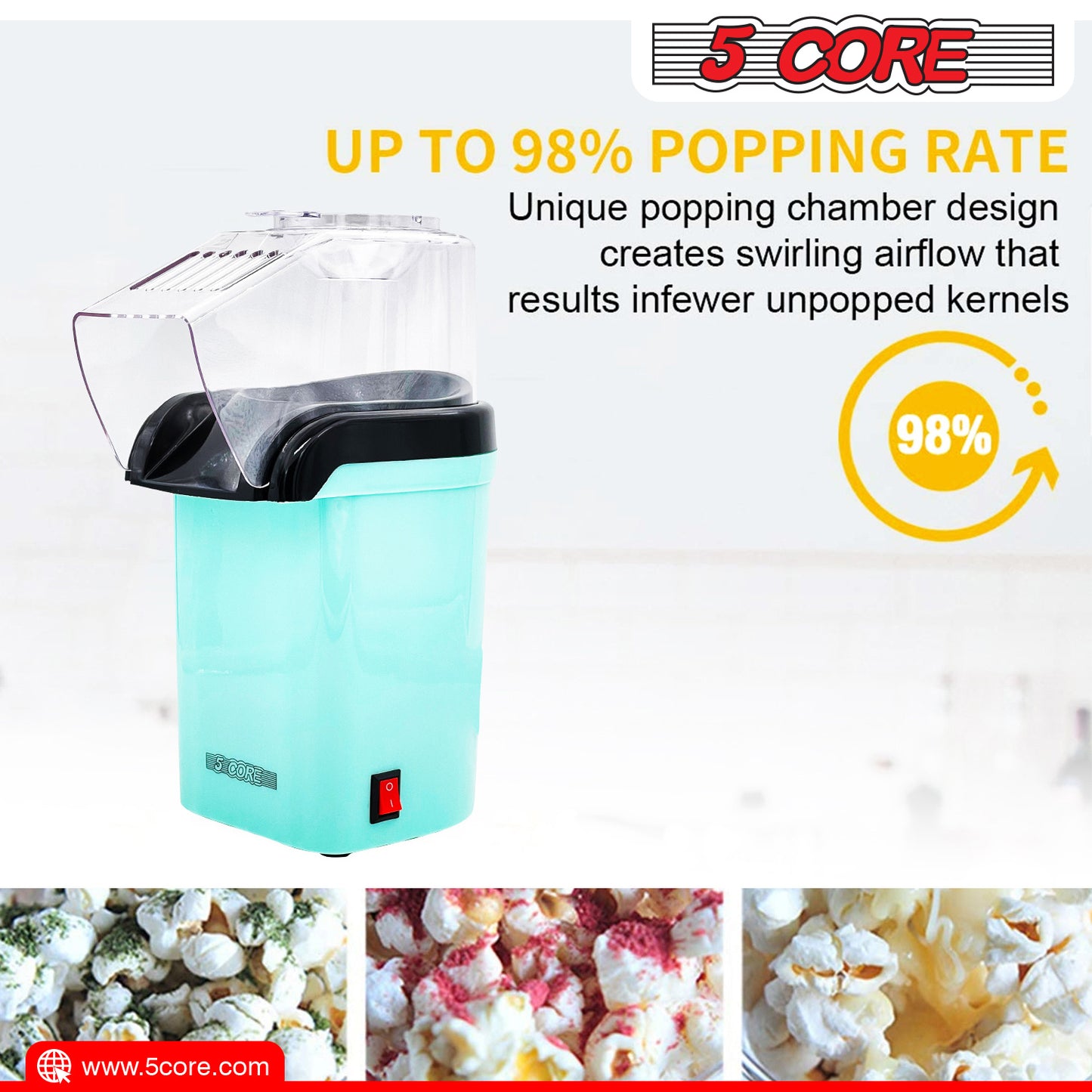 5 Core Hot Air Popcorn Popper Machine