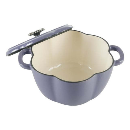 Timeless Beauty Floral Shaped Enamel Cast Iron 3-Quart Dutch Oven, Purple