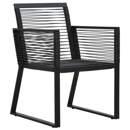 5 Piece Patio Dining Set Black PVC Rattan