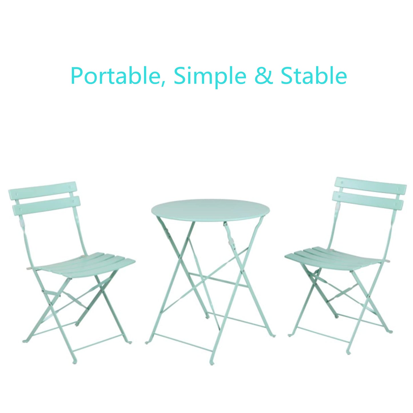 Round 2 Person - 23.6" Long Bistro Set (7 Colors Available)