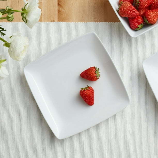 Better Homes &amp; Gardens Loden - Plato de ensalada cuadrado de porcelana, color blanco