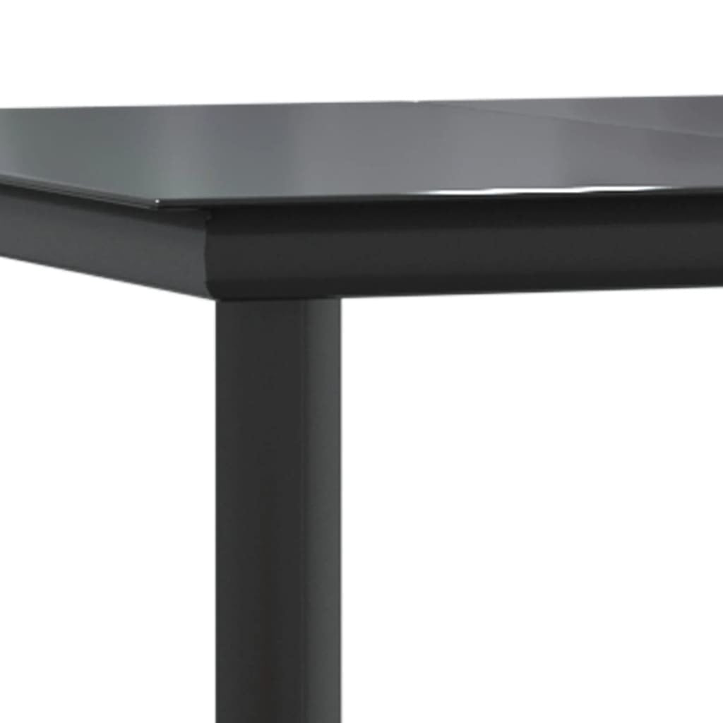 Mesa de comedor para patio, acero negro y vidrio templado, 63 x 31,5 x 29,1 pulgadas