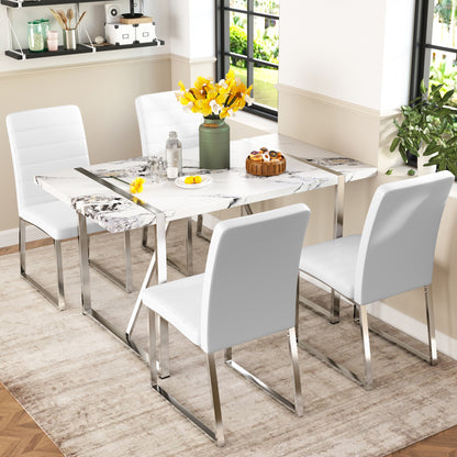 5-piece Dining Table Chairs Set (White)