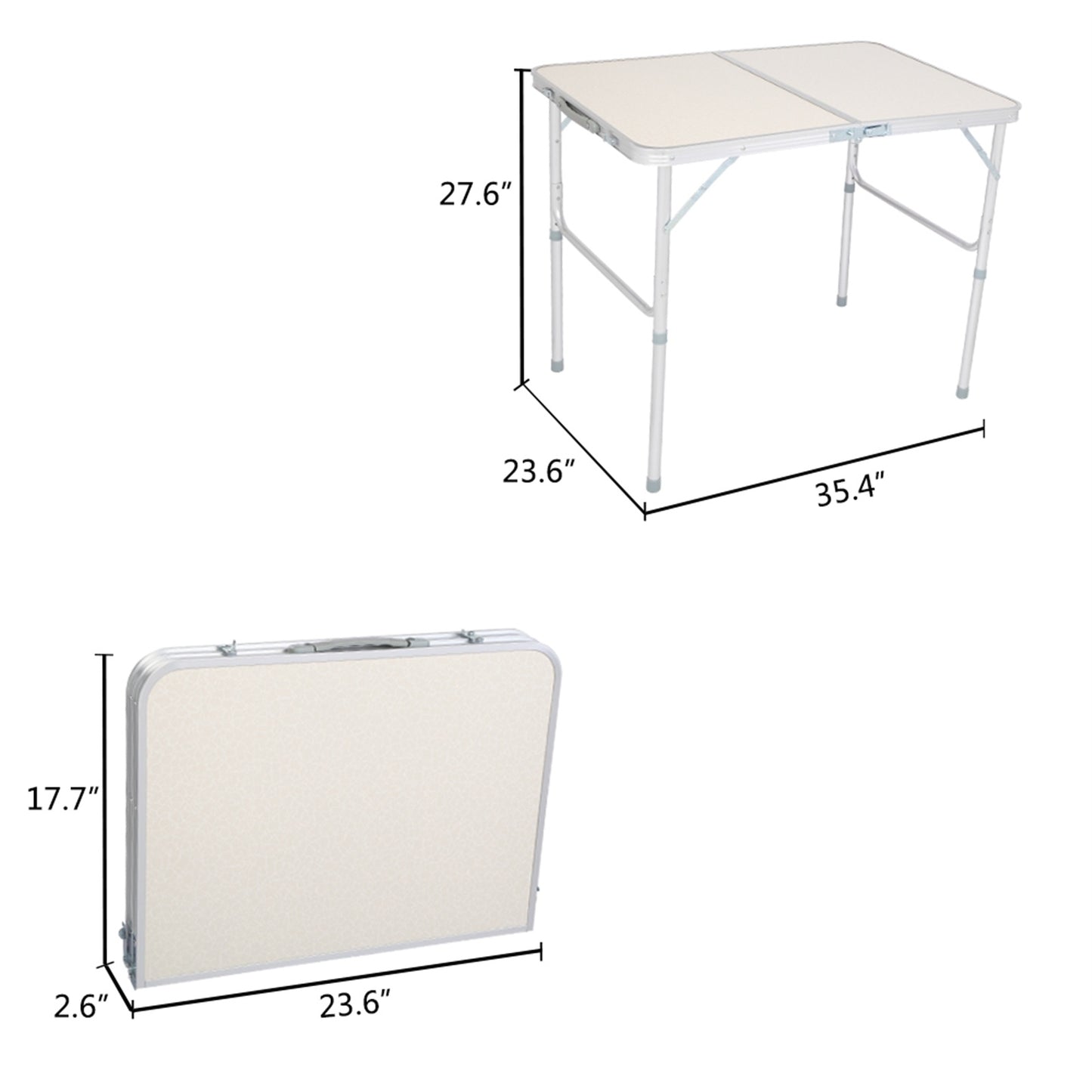 Stock en EE. UU., uso doméstico, mesa plegable portátil de aleación de aluminio, blanco, pícnic al aire libre, Camping, comedor, fiesta, interior RT