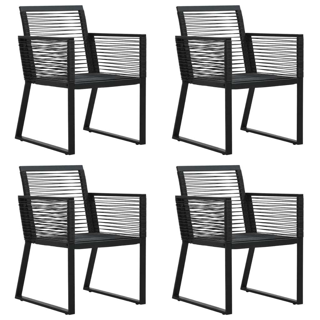 5 Piece Patio Dining Set Black PVC Rattan