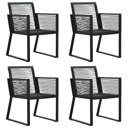 5 Piece Patio Dining Set Black PVC Rattan