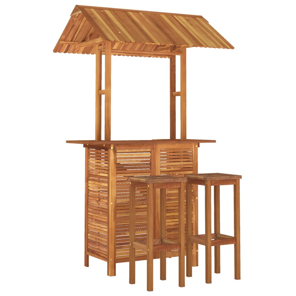 3 Piece Patio Bar Set Solid Wood Acacia