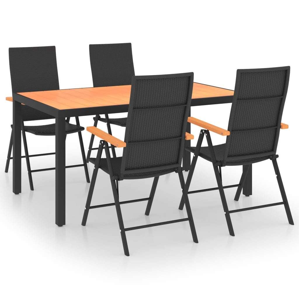 5 Piece Patio Dining Set Black and Brown