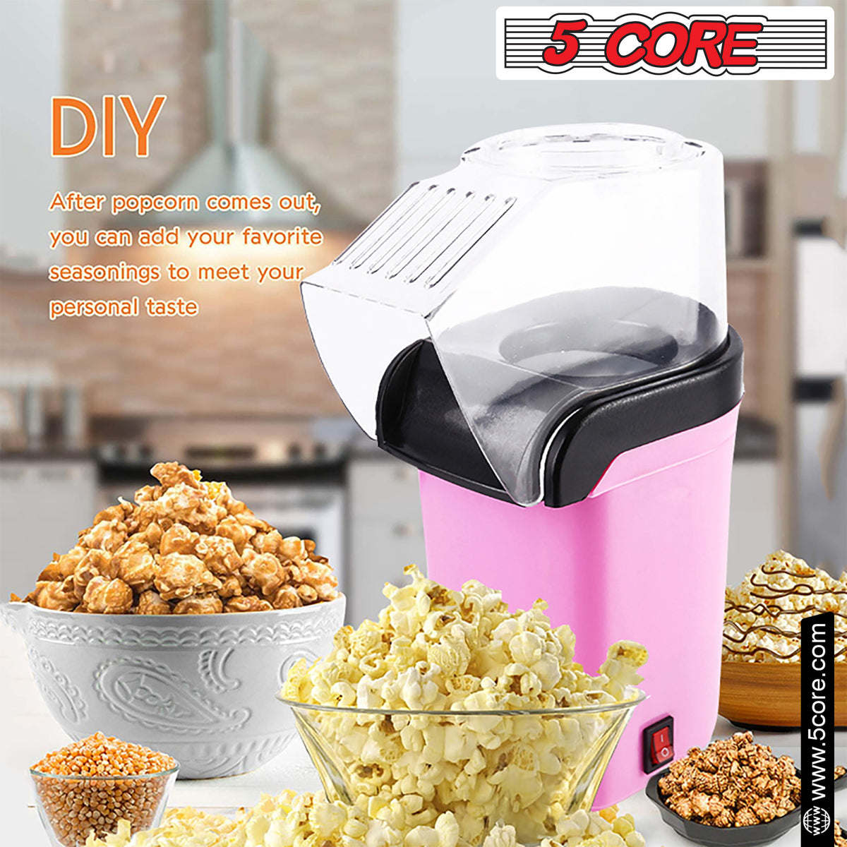 5 Core Hot Air Popcorn Popper Machine