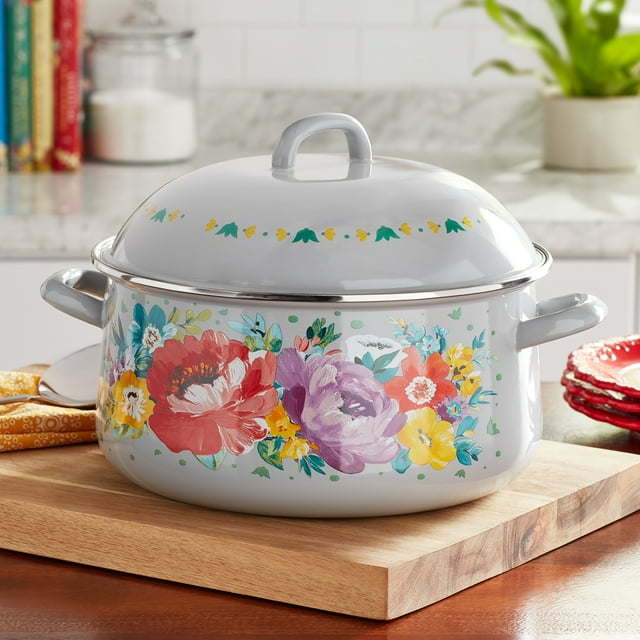 Sweet Romance 6.4-Quart Enamel on Steel Dutch Oven with Lid