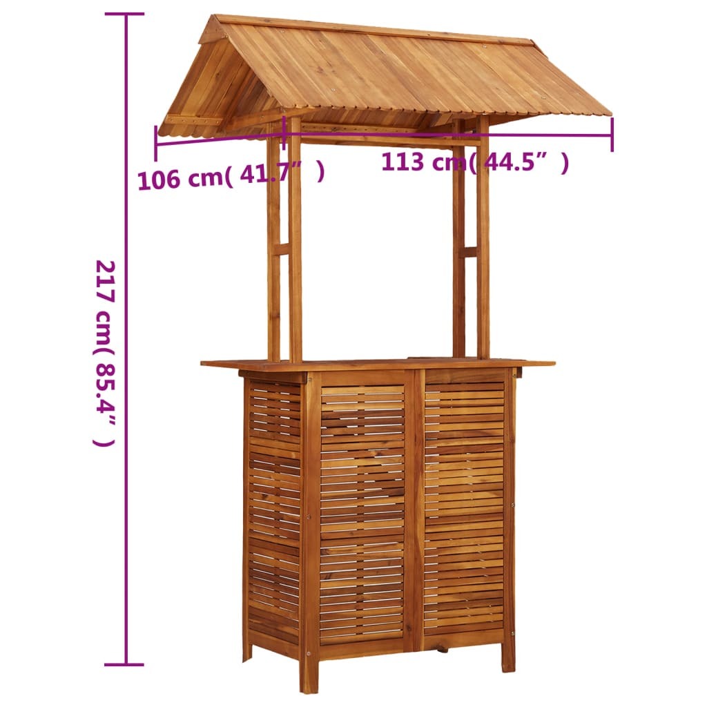 带屋顶的露台酒吧桌 44.5"x41.7"x85.4" 实木 相思木