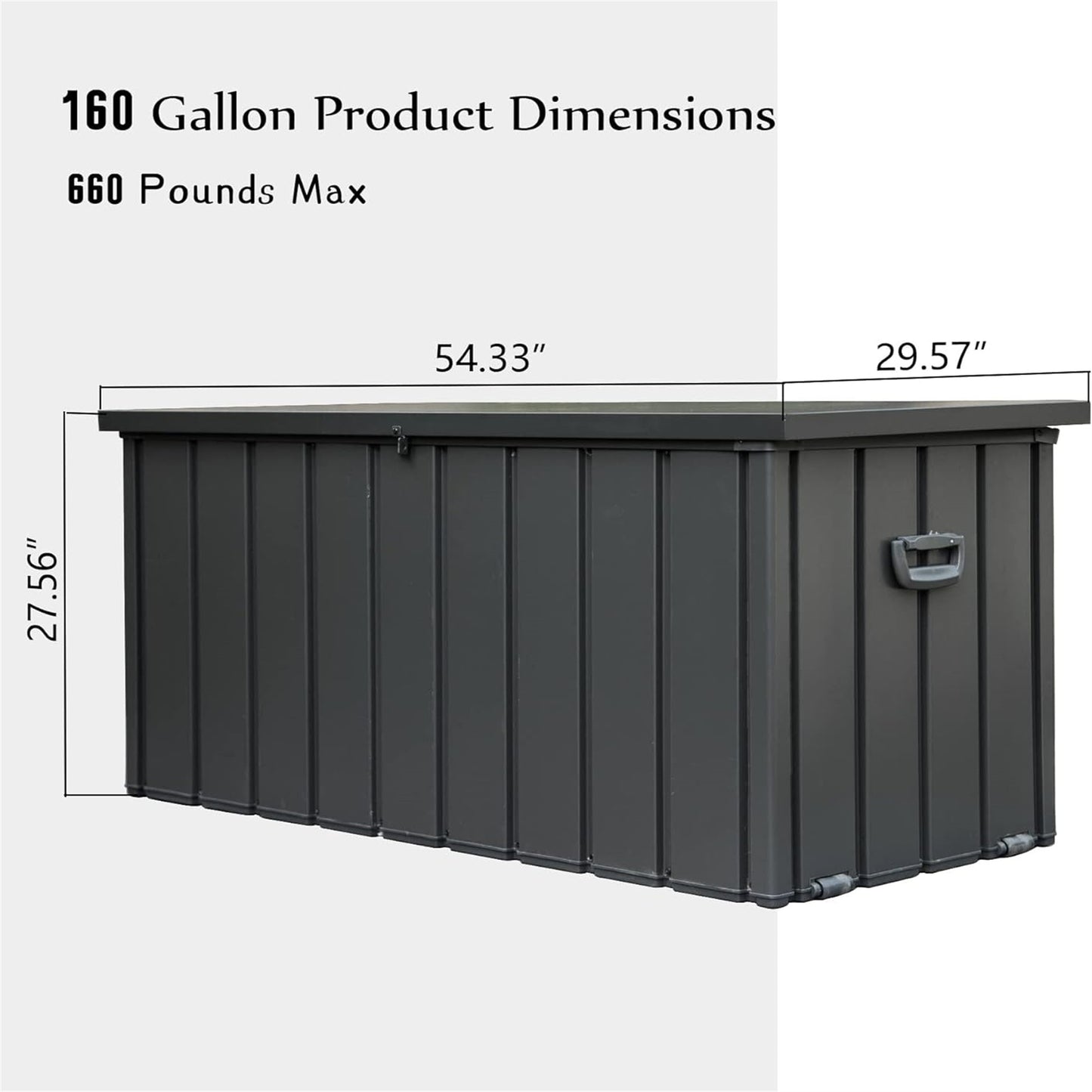 160 Gallon Outdoor Storage Deck Box Waterproof, Large Patio Storage Bin for Outside Cushions, Throw Pillows, Garden Tools, Lockable (Dark Gray)