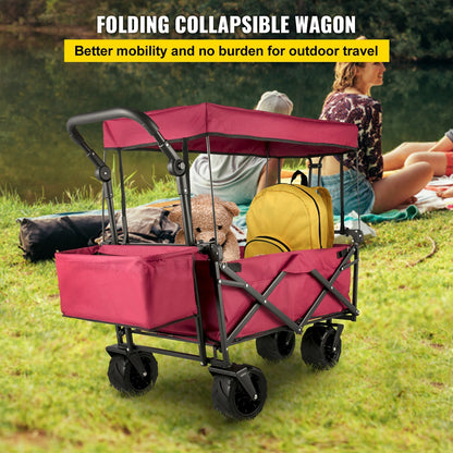 VEVOR Extra Large Collapsible Garden Cart with Removable Canopy