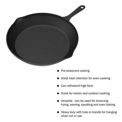 Frying Pans-Set of 3 Cast Iron Pre-Seasoned Nonstick Skillets in 10', 8', 6'